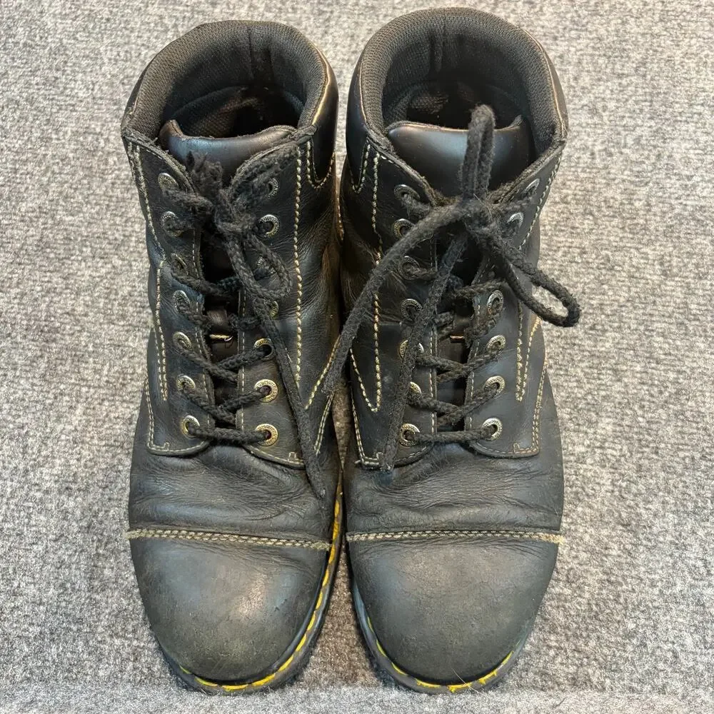 Dr. Martens Ranch Soft Cap Toe Black Leather Combat Ankle Boots Mens 11